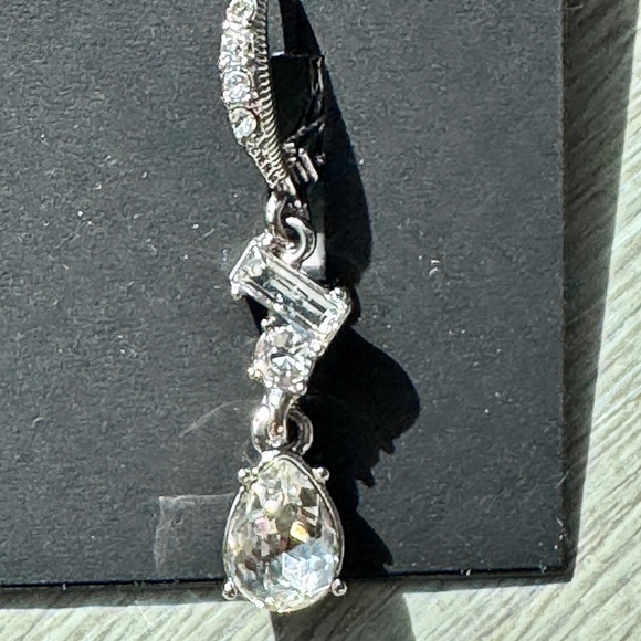 NWoT Givenchy Silver Crystal Drop Pierced Ear Earrings - Picture 3 of 4
